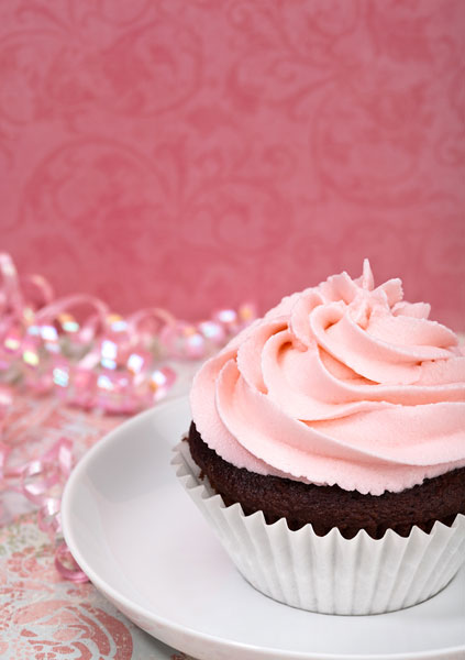 Dark Chocolate Cupcakes with Pretty Pink Buttercream