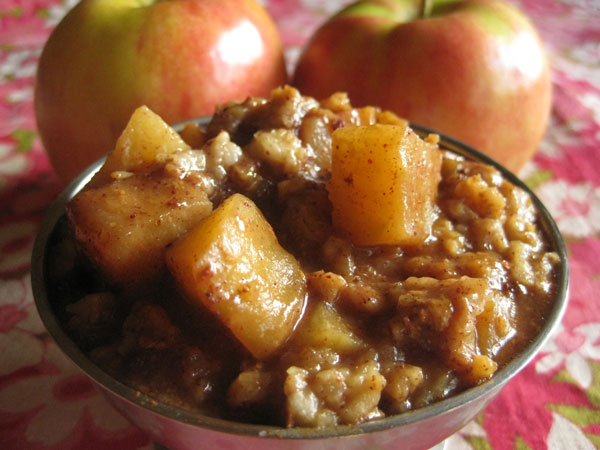 Caramelized Apple Slow Cooker Oatmeal - a fantabulous way to start the day | NourishingJoy.com