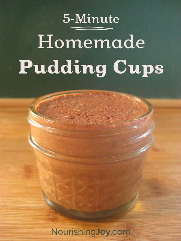 Easy 5-Minute Homemade Pudding Cups - perfect for snacks, school lunches, and breakfasts on-the-go! | NourishingJoy.com