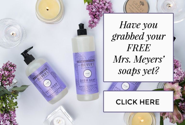 Mrs. Meyers free soap deal this week only Nourishing Joy