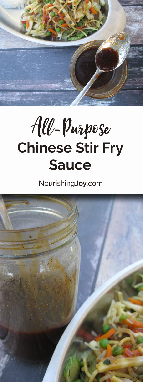 This basic and SUPER-simple stir fry sauce can be used for anything from chow mein to egg roll dipping sauce - it's very versatile! And even better, you just mix everything up in a jar and you're good to go for months.